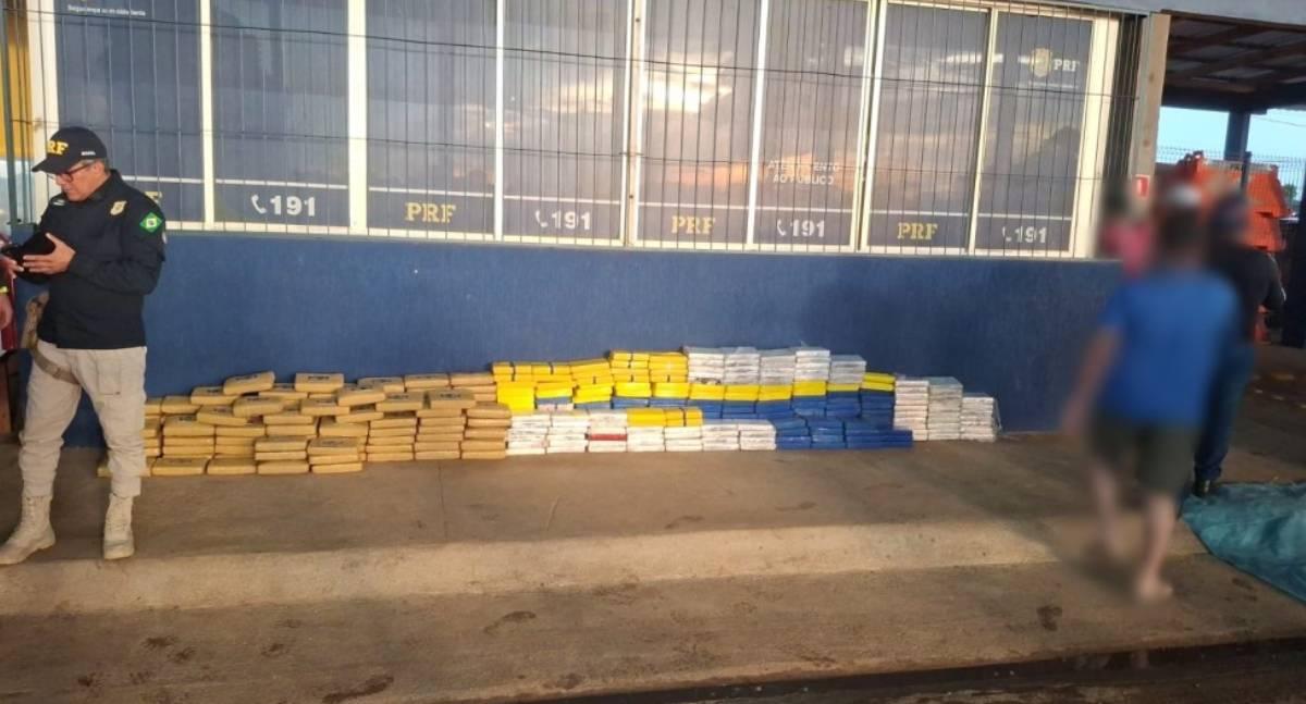 Ação conjunta da PM e PRF apreende mais de 338 kg de drogas