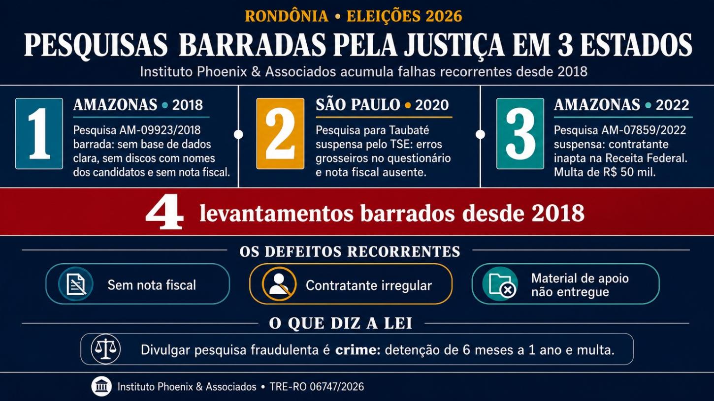 Instituto que mede a eleição em Rondônia teve pesquisas barradas pela Justiça Eleitoral em três estados