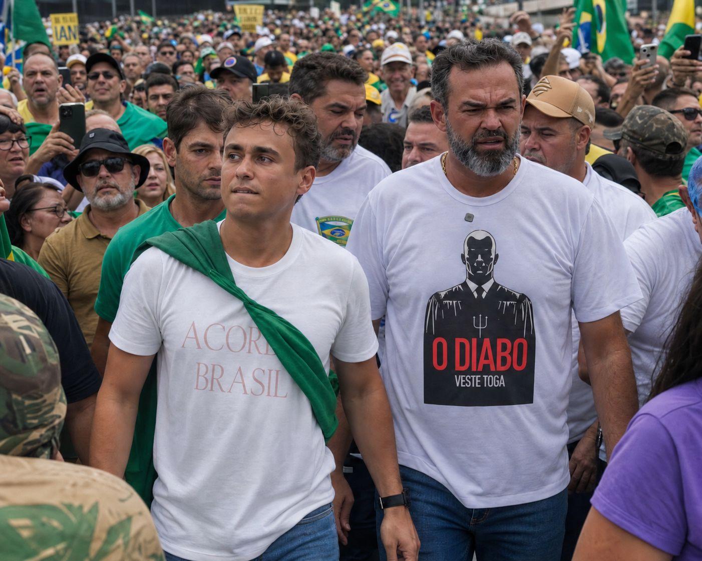 Bruno Bolsonaro Scheid e Nikolas Ferreira lideram manifestação para pressionar Davi Alcolumbre em Macapá