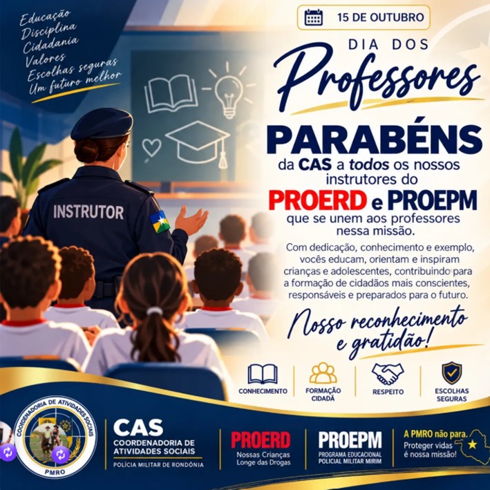 PM – CAS saúda professores e instrutores da corporação